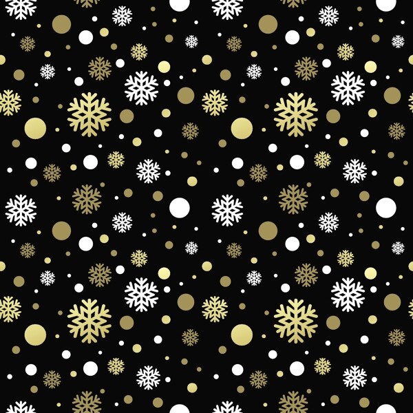 金色和白色雪花無縫背景矢量素材
