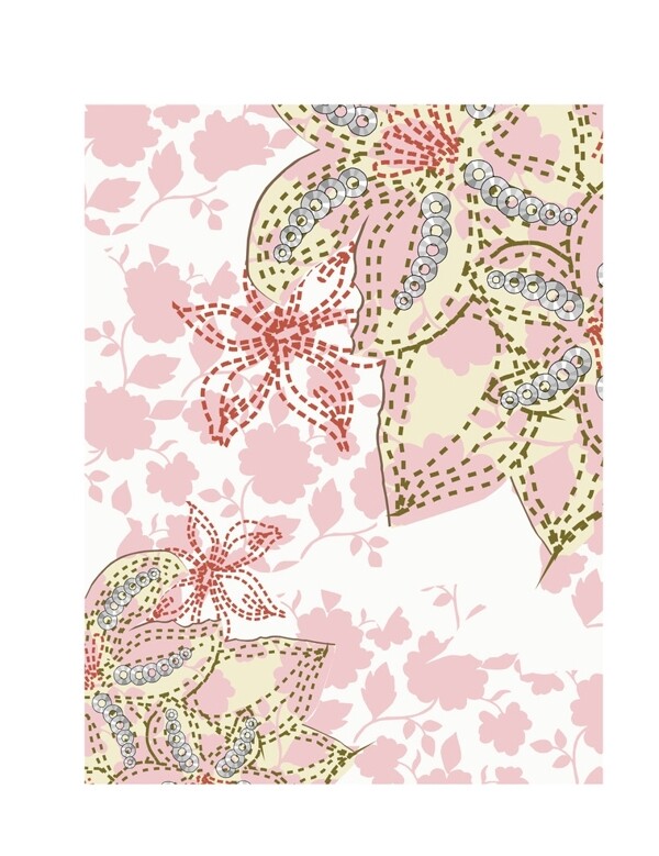 粉色花卉背景粉色花纹面料图片
