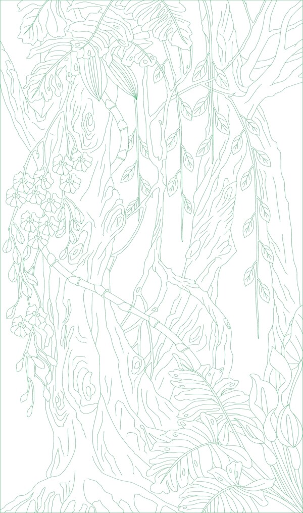 古韻線描圖圖片