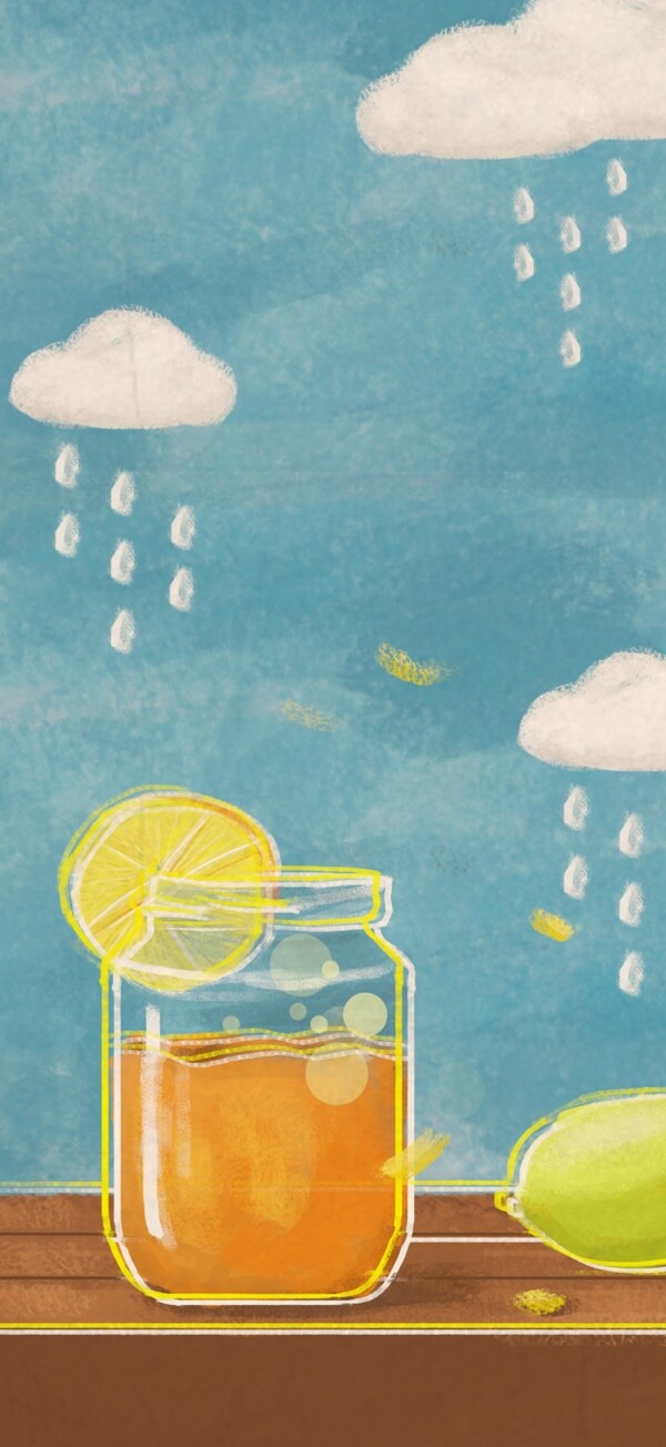 末伏節(jié)氣小清新插畫