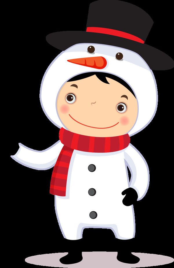 卡通穿雪人服男孩png元素