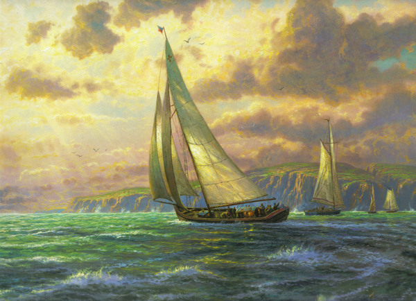 托马斯高清风景油画之帆船海景