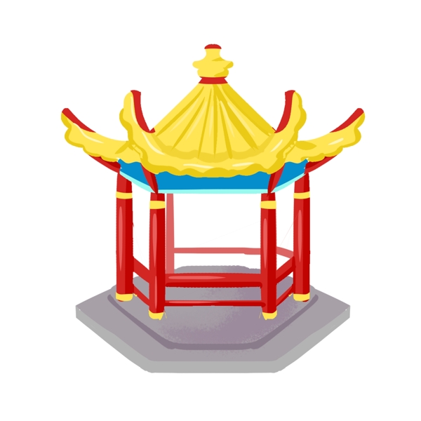 中國風古風亭子手繪插畫