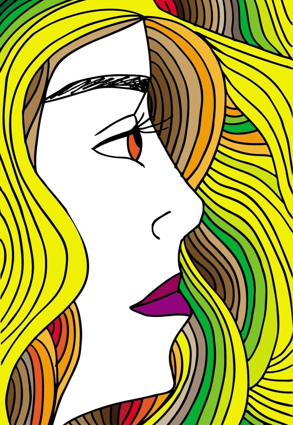 女人的臉矢量插畫摘要素描