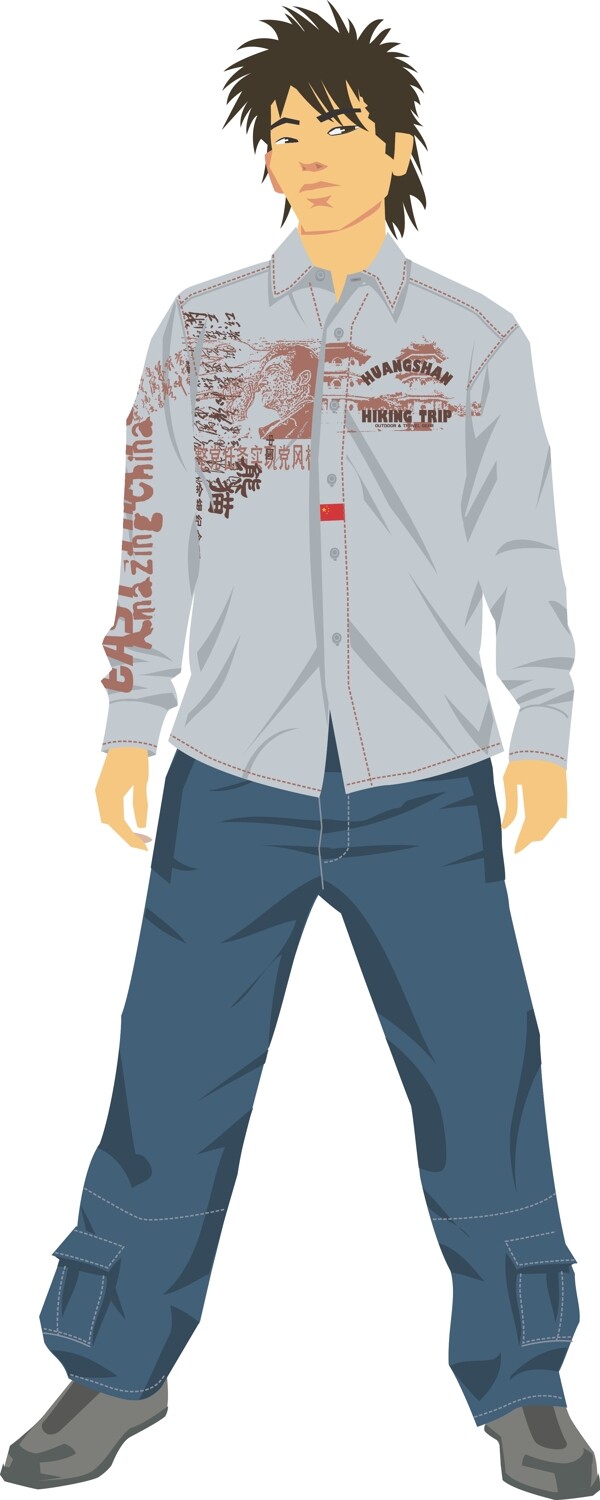 矢量休閑男裝效果圖