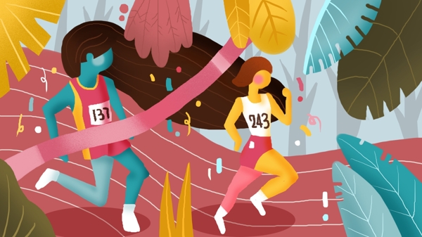 亚运会体育赛事跑步插画
