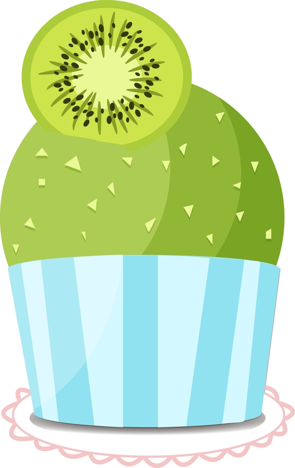 绿色水果蛋糕插画