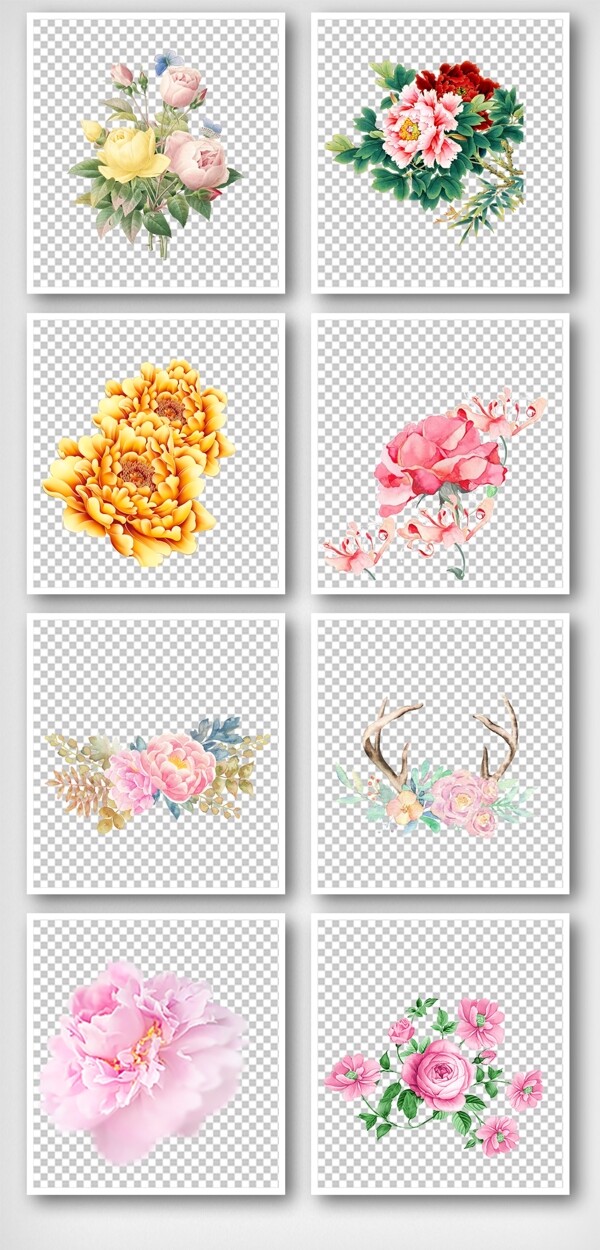 手绘牡丹花卉花朵服装设计