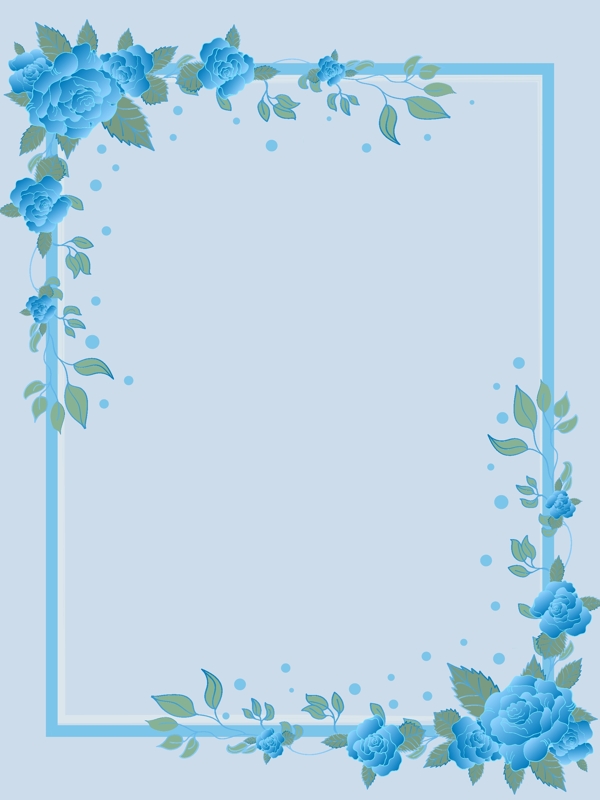 蓝色小清新装饰花边广告背景