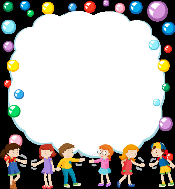 可愛(ài)學(xué)生小孩花邊免摳png透明圖層素材