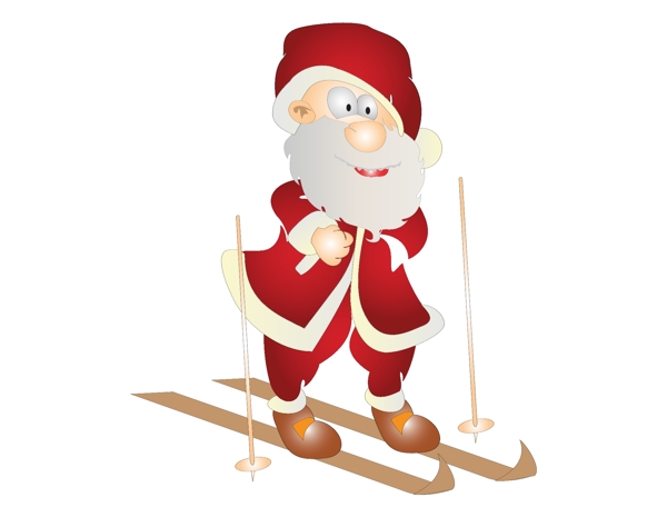 矢量红色圣诞老人滑雪元素
