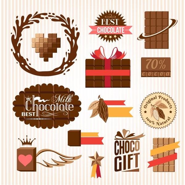 创意巧克力标志与标签矢量素材下载