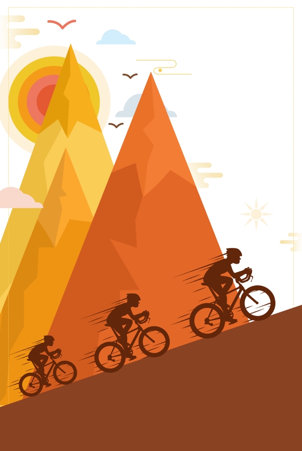 骑自行车秋游的人海报背景素材