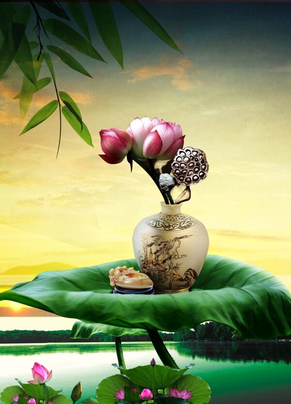 荷花瓶中景