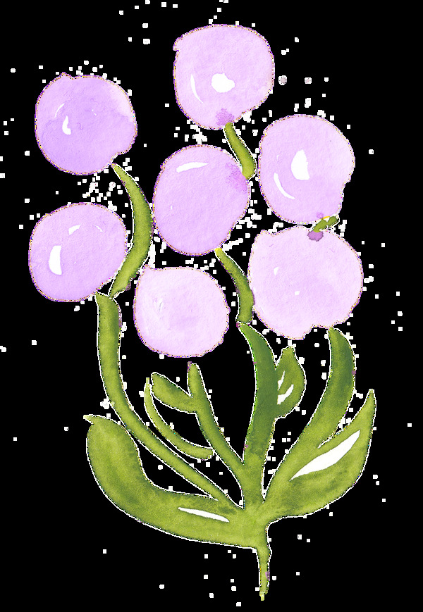紫色花球卡通透明素材