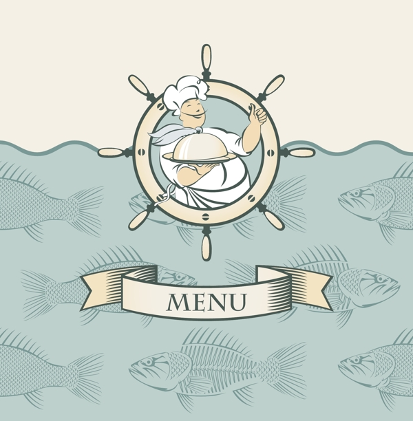 欧式海鲜菜单封面设计图片