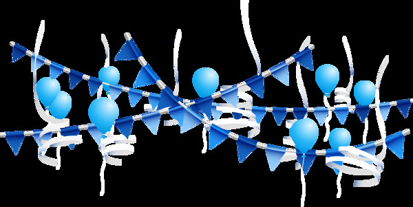 蓝色气球装饰挂饰图案png素材