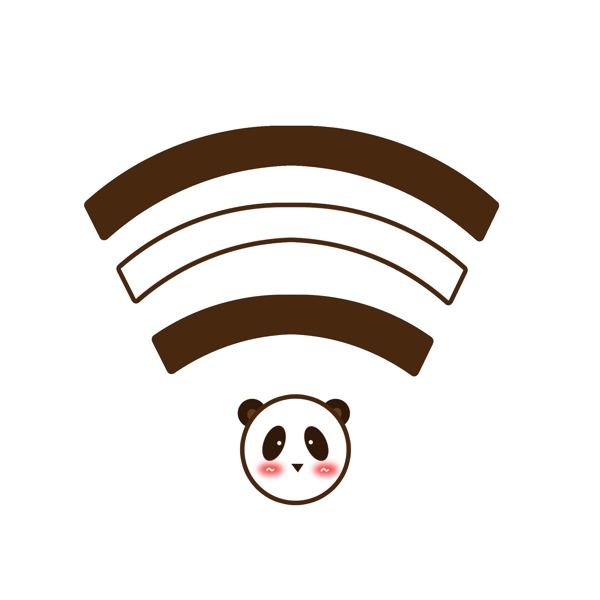 卡通可爱熊猫wifi无线网矢量元素素材