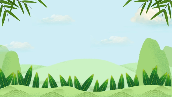 手繪小清新綠色風(fēng)景