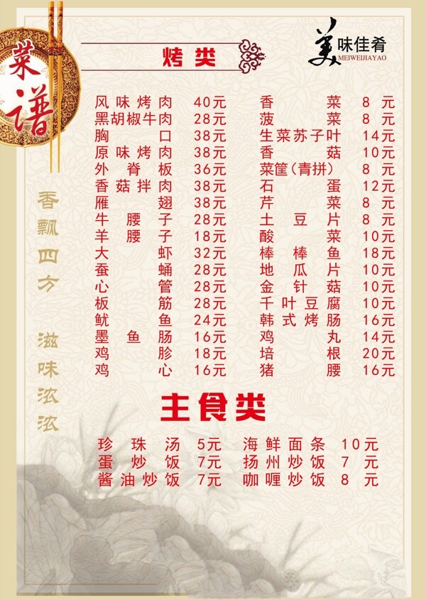 飯店菜單