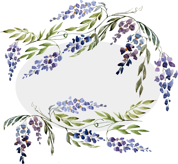 水彩紫色植物插畫(huà)