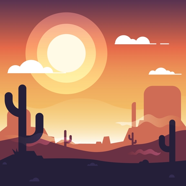 AI沙漠傍晚风景图
