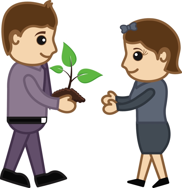 人的禮物嬰兒植物矢量字符的卡通插畫(huà)