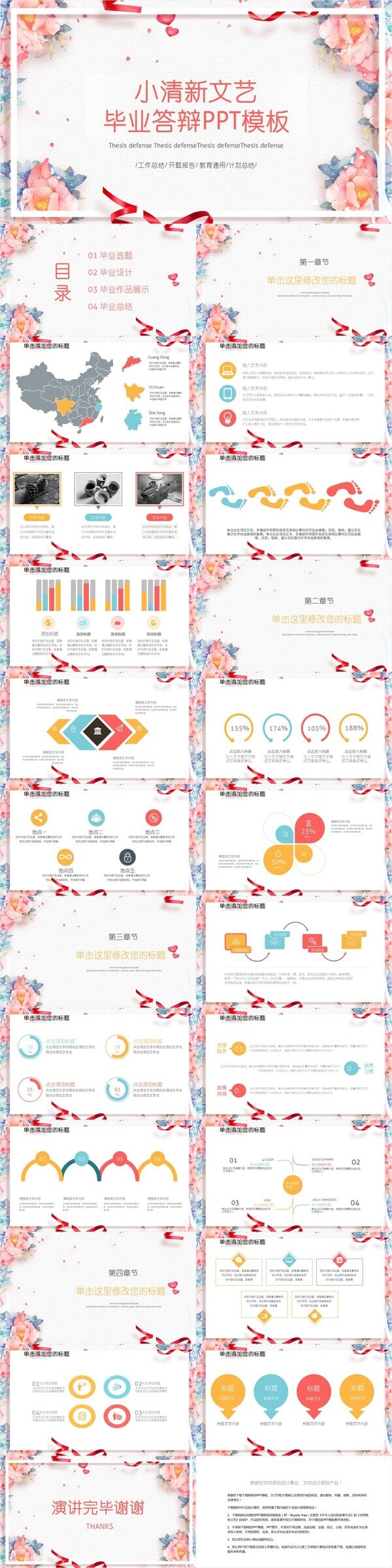 小清新文藝畢業(yè)答辯PPT模板