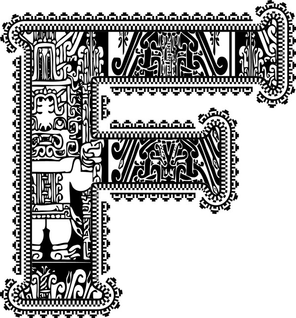 古字母F矢量插畫