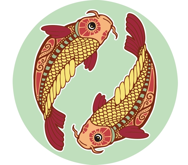 印花矢量圖動物海洋生物金魚十二星座免費素材