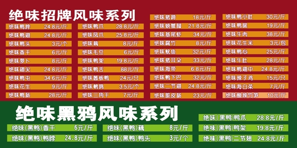 絕味價目表圖片
