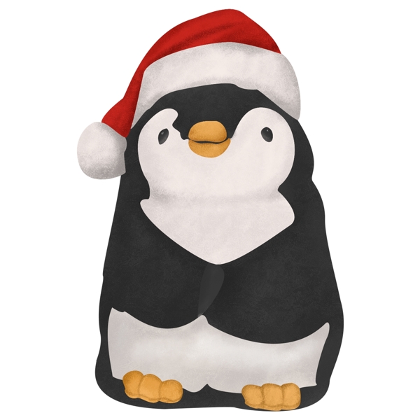 圣诞节圣诞夜圣诞企鹅动物形象场景手绘插画