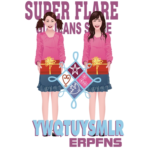 印花矢量圖時(shí)尚休閑女裝成熟優(yōu)雅女裝女童T恤圖案免費(fèi)素材
