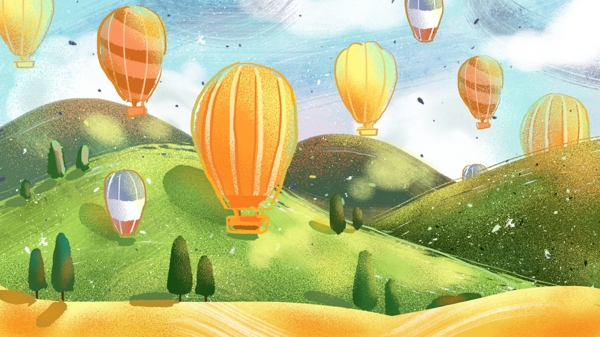 治愈土耳其热气球原创插画