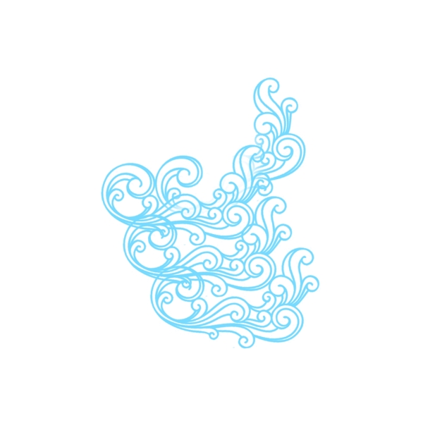海浪花纹蓝色装饰素材设计