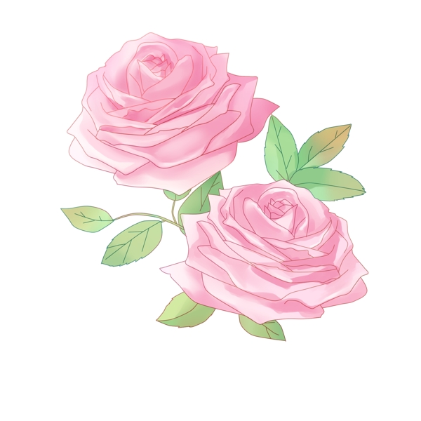 清新手绘唯美玫瑰花元素