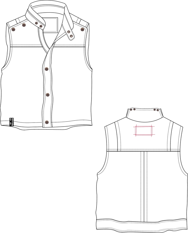 服裝休閑馬甲原型矢量圖片