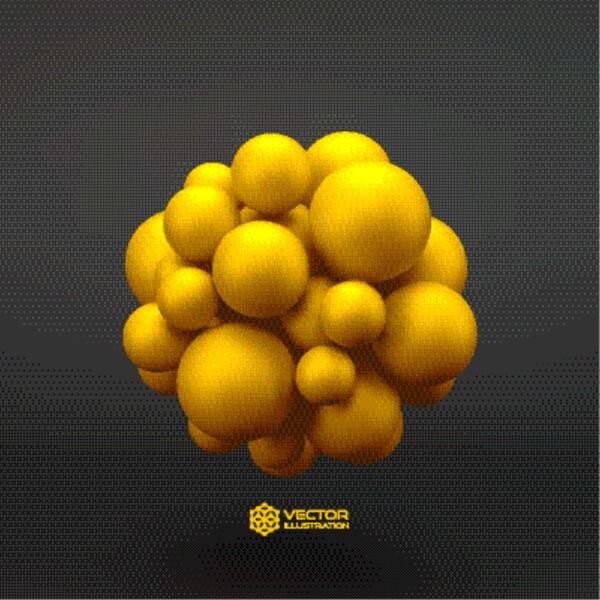 黄色三维分子球背景