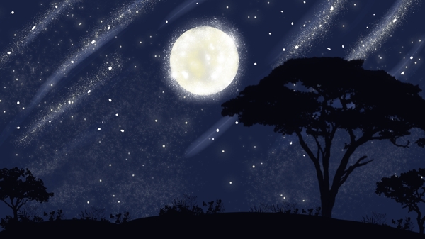 浪漫夜晚森林廣告背景