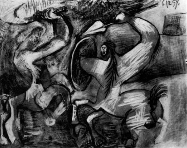 1959Combatdecentaures西班牙畫家巴勃羅畢加索抽象油畫人物人體油畫裝飾畫