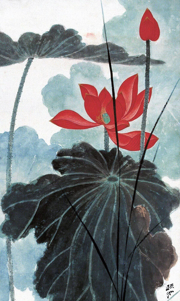 位圖荷葉荷花水墨免費素材
