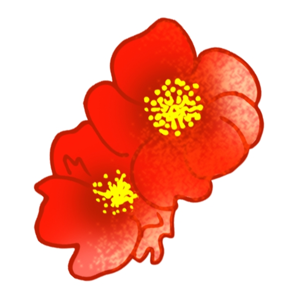大红色水彩花卉PNG素材