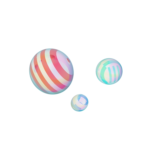 彩色C4D电商悬浮装饰彩球