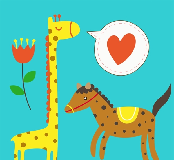 长颈鹿和斑点马图片