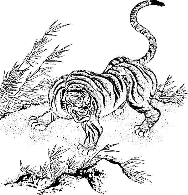 古典老虎矢量素材