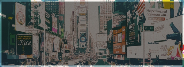 全原创手绘纽约时代广场背景