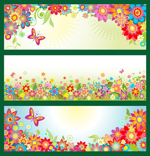 美麗的花蝴蝶banner矢量