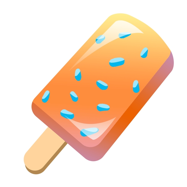橙色卡通冰淇淋