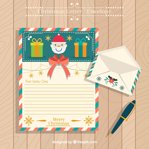 彩色圣诞信纸和信封