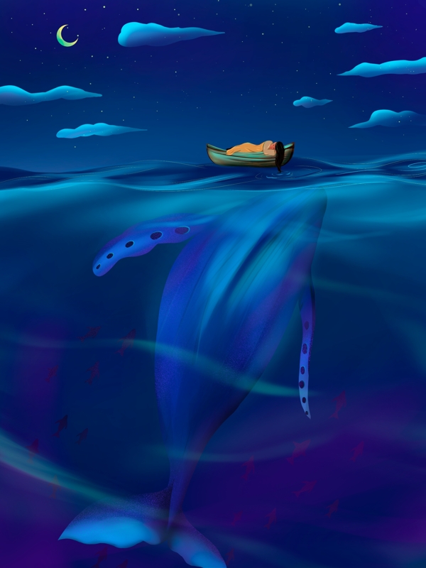 晚安世界温馨鲸鱼与少女